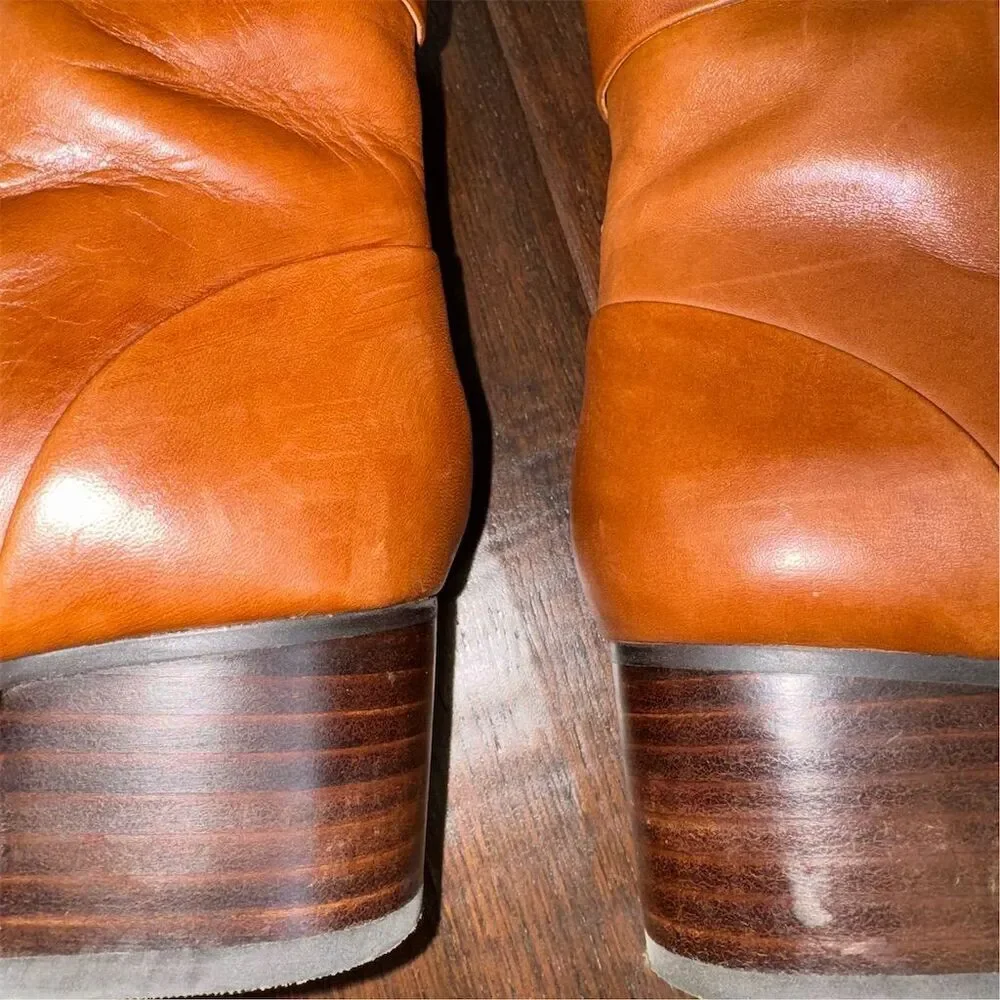 Essex Lane Women's 8.5 Caramel‎ Cognac Brown Block Heel Ankle Booties